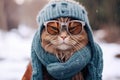 Hipster Cat With A Cool Beanie And Scarf Cat Accessories, Hipster Cats, Cat Beanies, Cat Scarves, Fu