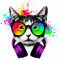 hipster cool music cat