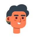 Hipster caucasian man with ear piercings semi flat vector character head