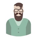 Hipster character with hipster elements and icons.Vector illustration Isolated on white background