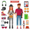 Hipster Couple Decorative Icons Set