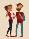 Hipster couple listening to music