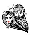 Hipster couple vector for t shirt printing. Doodle. Vector Illustration Hand drawn cartoon character. Hipster man with