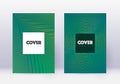 Hipster cover design template set. Green abstract