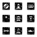 Hipster culture icons set, grunge style