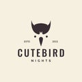 Hipster cute bird night owl logo design vector graphic symbol icon illustration creative idea