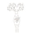 Hipster deer in love. vector illustration