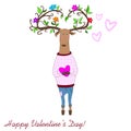 Hipster deers falling in love. valentine s day