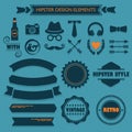 Hipster design elements set on blue dotted background Royalty Free Stock Photo