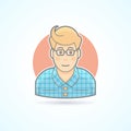 Hipster, designer, student icon. Avatar and person illustration.