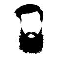 Hipster detailed hair and beards set. Fashion bearded man. Long beard with facial hair.