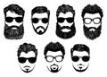Hipster detailed hair and beards with sunglasses kit. Fashion bearded man face. Long beard with facial hair. Beard Royalty Free Stock Photo