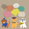 The Hipster dogs with bubble talk background
