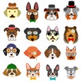 Hipster dogs faces set