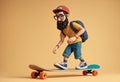 Hipster Doll Riding Longboard