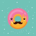 Hipster donut Delicious sweet dessert Modern cute flat design style