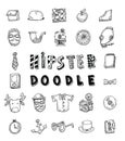 Hipster doodle set, hand drawn illustration