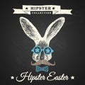 Hipster Easter poster with bunny.