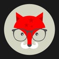 Hipster emblem with fox in glasses.