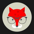 Hipster emblem with fox in glasses. Royalty Free Stock Photo