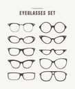 Hipster eye glasses icon set fashion illustration Royalty Free Stock Photo