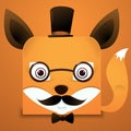 Hipster face fox square style Royalty Free Stock Photo