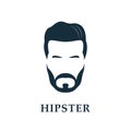 Hipster face. Menn`s beard and hair.