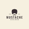 Hipster face with mustache and hat logo design vector graphic symbol icon illustration creative idea Royalty Free Stock Photo