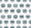 Hipster faces expressions seamless pattern