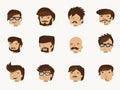 12 hipster faces - flat character design collection