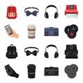 Hipster, fashion, style, subculture .Hipster style set collection icons in black,cartoon style vector symbol stock