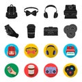 Hipster, fashion, style, subculture .Hipster style set collection icons in black,flet style vector symbol stock