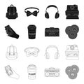 Hipster, fashion, style, subculture .Hipster style set collection icons in black,outline style vector symbol stock