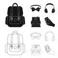 Hipster, fashion, style, subculture .Hipster style set collection icons in black,outline style vector symbol stock