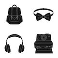 Hipster, fashion, style, subculture .Hipster style set collection icons in black style vector symbol stock illustration