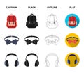 Hipster, fashion, style, subculture .Hipster style set collection icons in cartoon,black,outline,flat style vector