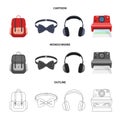 Hipster, fashion, style, subculture .Hipster style set collection icons in cartoon,outline,monochrome style vector