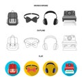 Hipster, fashion, style, subculture .Hipster style set collection icons in flat,outline,monochrome style vector symbol