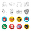 Hipster, fashion, style, subculture .Hipster style set collection icons in outline,flat style vector symbol stock