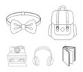 Hipster, fashion, style, subculture .Hipster style set collection icons in outline style vector symbol stock