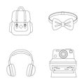 Hipster, fashion, style, subculture .Hipster style set collection icons in outline style vector symbol stock