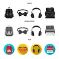 Hipster, fashion, style, subculture .Hipster style set collection icons in black, flat, monochrome style vector symbol