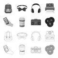 Hipster, fashion, style, subculture .Hipster style set collection icons in outline,monochrome style vector symbol stock