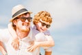 Hipster father with beard and red haired son Royalty Free Stock Photo