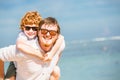 Hipster father with beard and red haired son Royalty Free Stock Photo