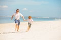 Hipster father with beard and red haired son Royalty Free Stock Photo