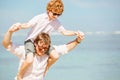 Hipster father with beard and red haired son Royalty Free Stock Photo