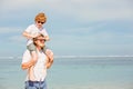 Hipster father with beard and red haired son Royalty Free Stock Photo