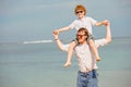 Hipster father with beard and red haired son Royalty Free Stock Photo