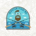 Hipster fishing club patch. Vector. Concept for shirt or logo, print, stamp, tee, patch. Vintage typography design with